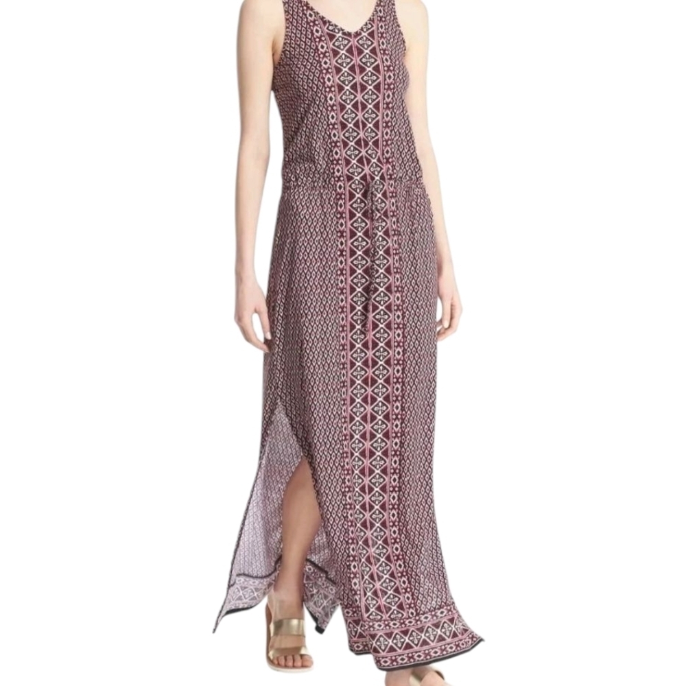 Soft Joie Ewan Geometric Sleeveless V-Neck Maxi Dress - Medium